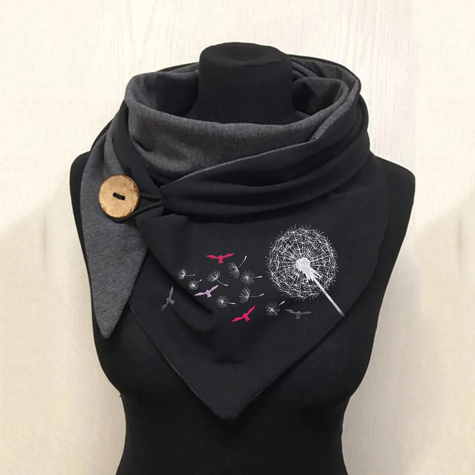 Women Scarf Winter Horse Print Scarf Button Soft Wrap Plush Velvet Warm Scarves Shawls Vintage Style Neck Wraps Neck Scarves