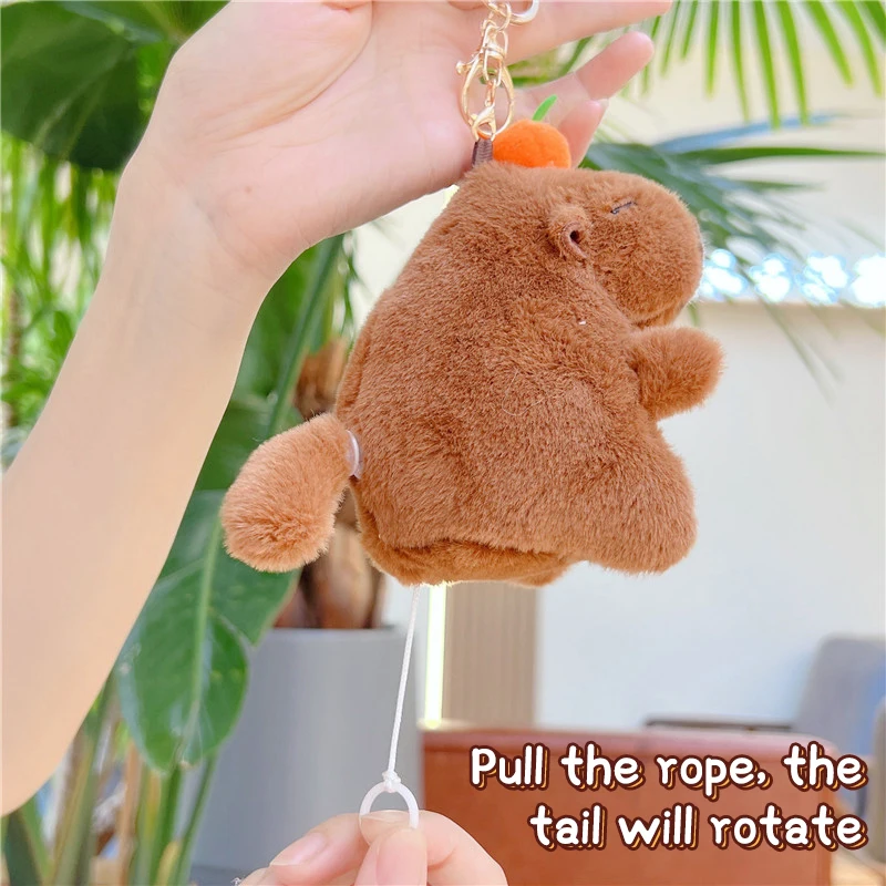 Niedliche Cartoon Plüsch Flügel Capybara Schlüssel bund Kawaii Tasche Anhänger hängende Ornamente Zubehör weiche ausgestopfte Puppe Spielzeug Schlüssel ring Geschenke