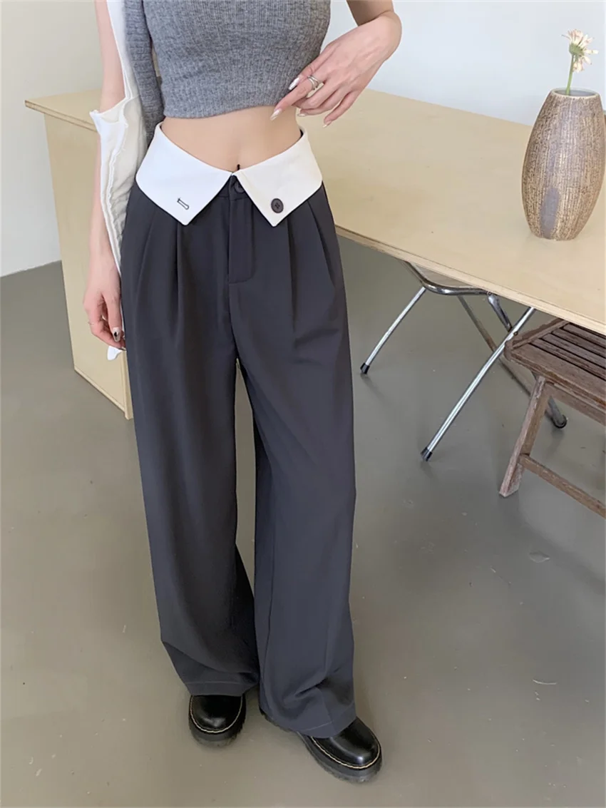 

Alien Kitty Office Wear Trousers Wide Leg Women Chic Minimalist 2023 Mujer All Match Loose Straight New Casual High Street OL