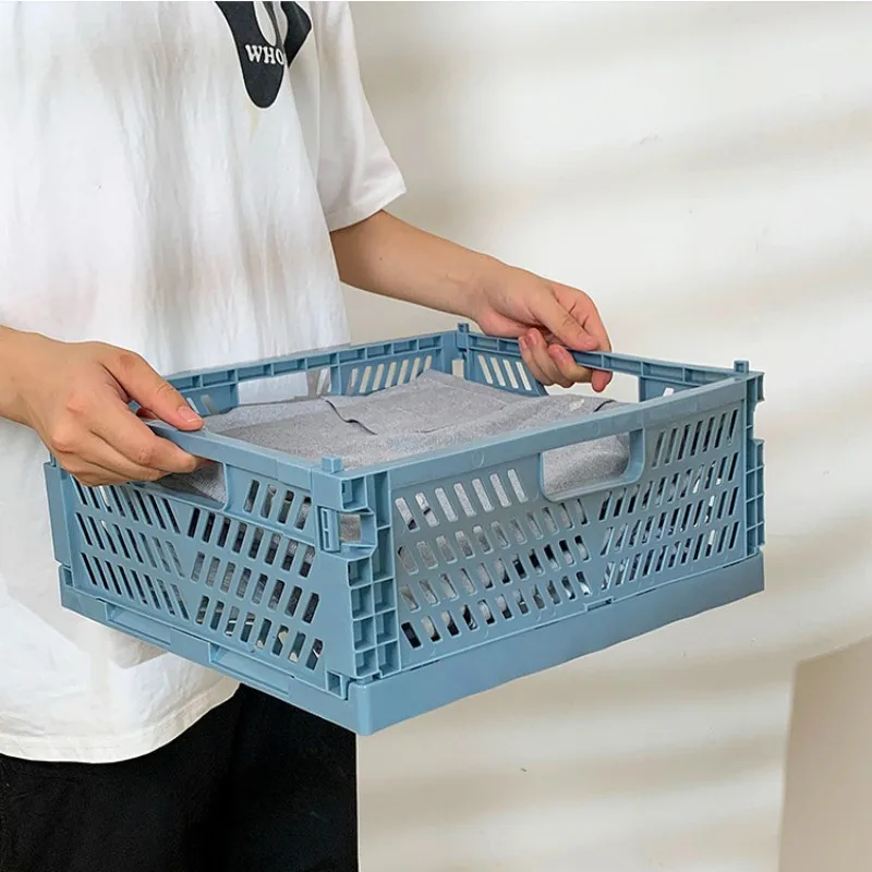 Plastic Foldable Storage Crate Folding Box Basket Stackable Cute Makeup Jewellery Toys Boxes for Storage Box Organizer Portable