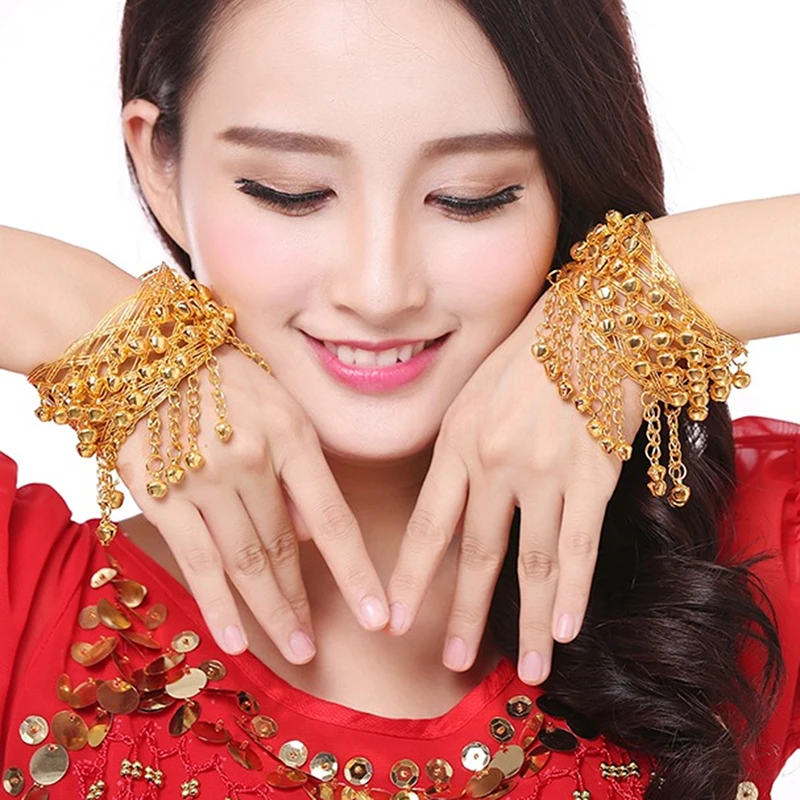 

Gold Metal Bell Arm Chain for Belly Dance Ethnic Indian Dance Performance Armband Bracelet Costume Accessories