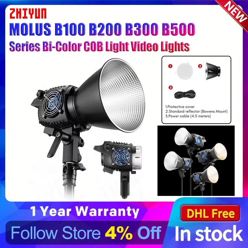 ZHIYUN MOLUS B Series B100 B200 B300 B500 COB Video Light luetooth Control Photography Lighting