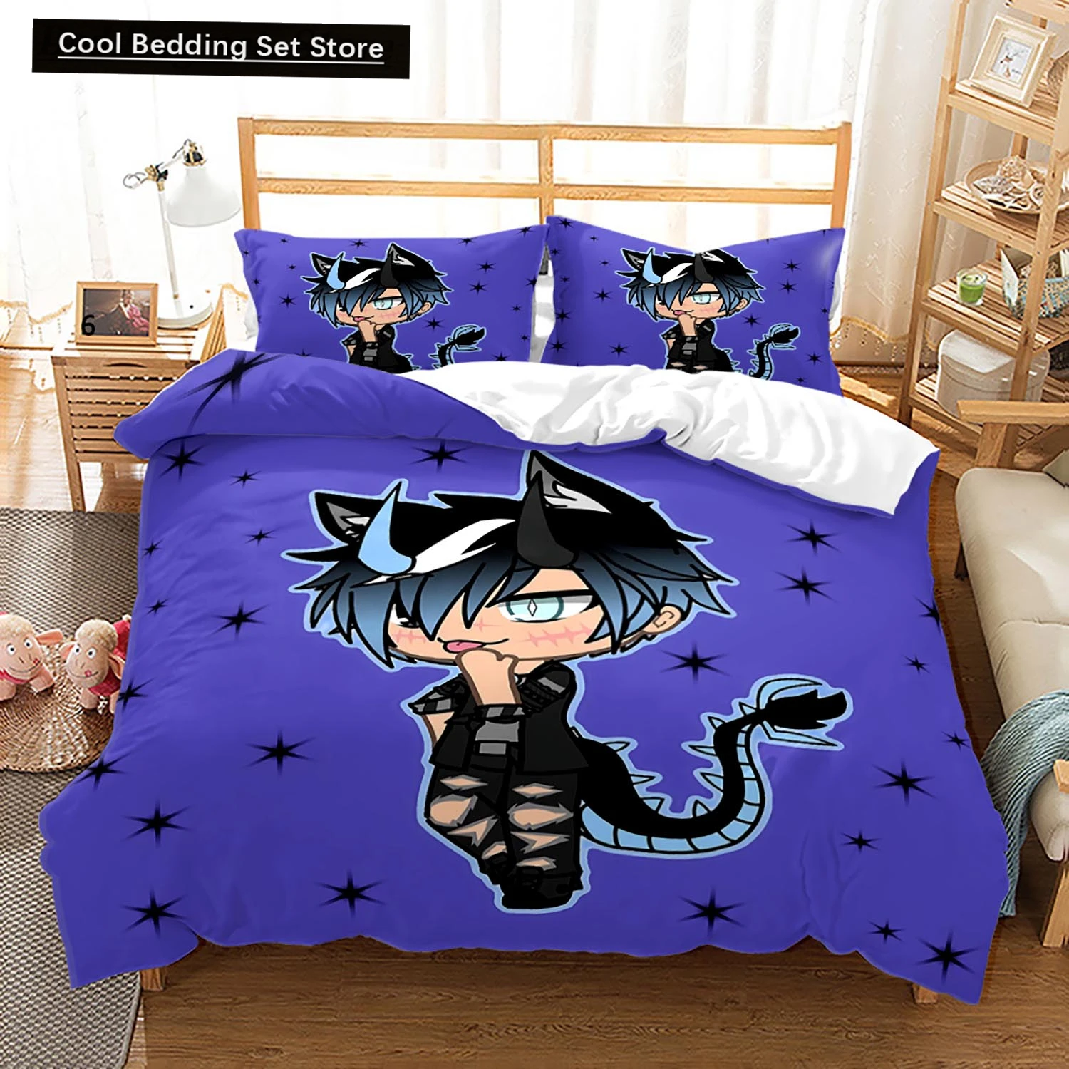 3D Printed Gacha Life 2/3pcs Bedding Set Boys Girls Twin Queen Size Duvet Cover Pillowcase Bed Kids Adult Fashion Home Textile