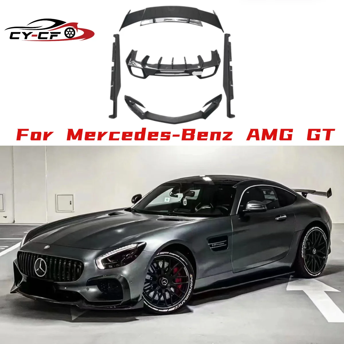 

Карбоновый обвес для Mercedes-Benz AMG GT/GTS в стиле Renntech: передний и задний сплиттеры, боковые пороги, спойлер