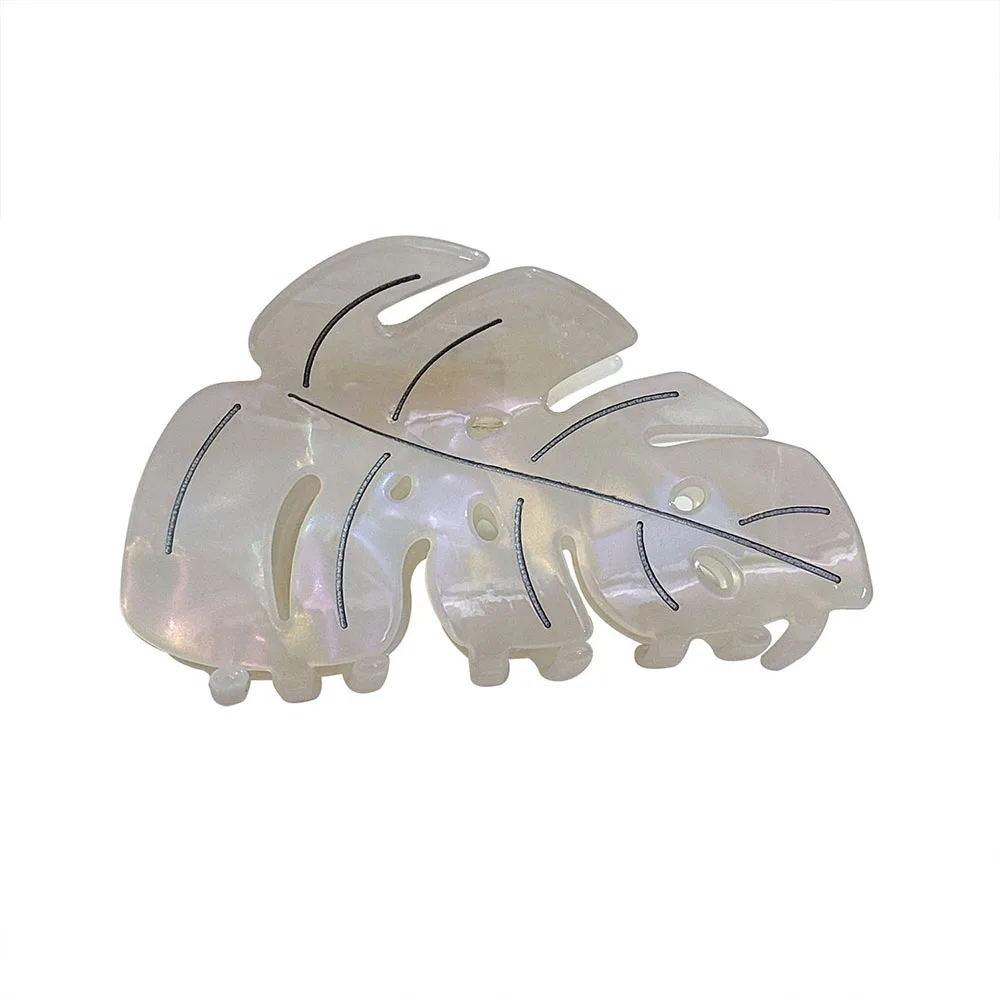 Pince à cheveux en acétate de plantes, pince requin, feuilles Monstera, accessoires pour cheveux, exquis, élégant, rétro, grande taille