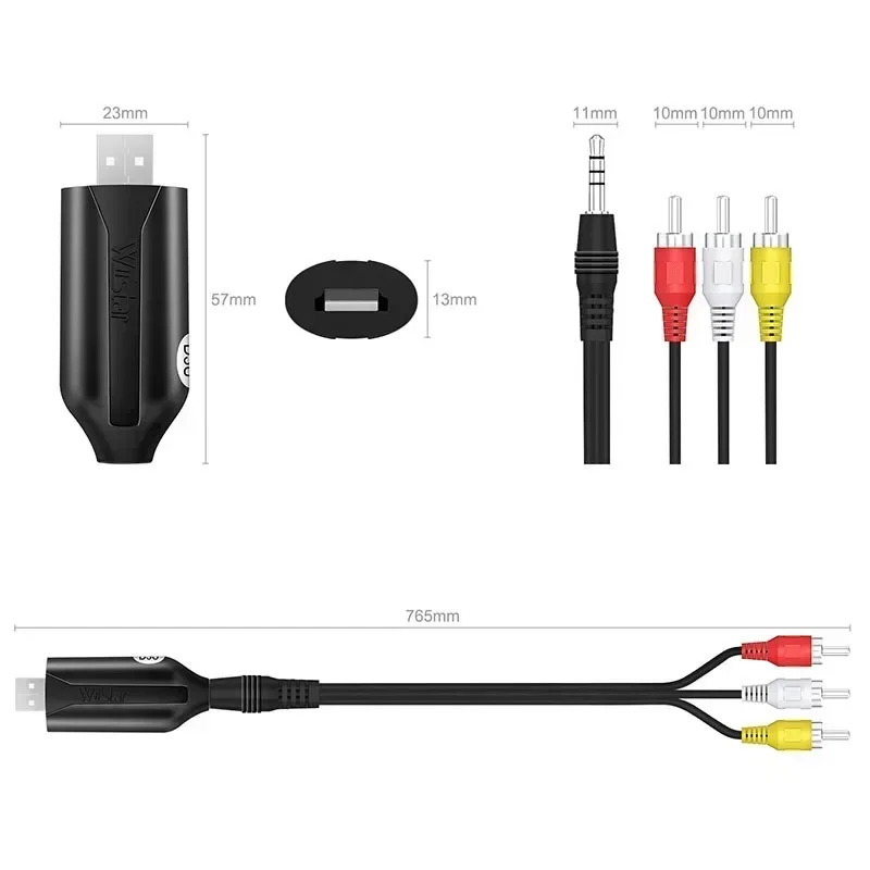 USB 2.0 to RCA Converter USB2.0 Audio Video Capture Card TV Tuner VHS To DVD Video Capture Converter For Windows 7/8/10/XP/Vista