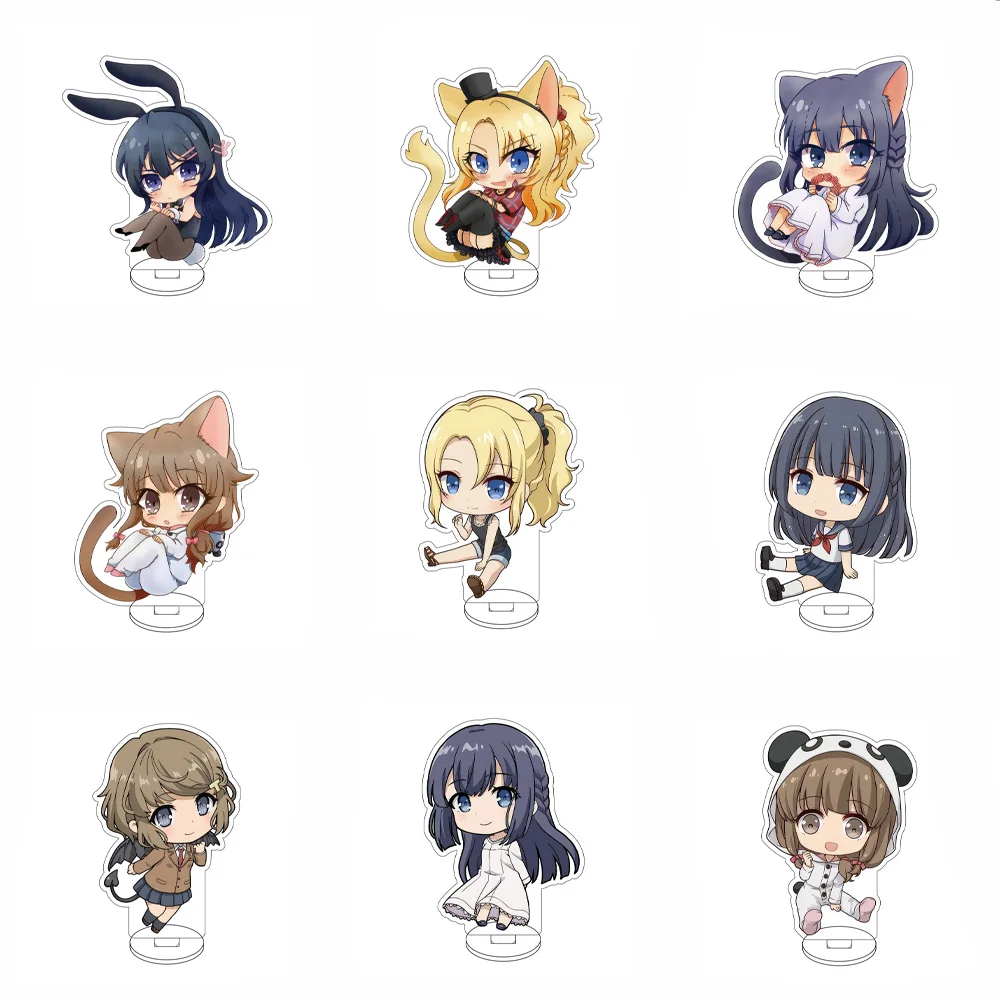 10CM Anime Rascal Does Not Dream of Bunny Girl Senpai Figure Stand Model Sakurajima Mai/ Cute Desk Decor Standing Sign Gifts