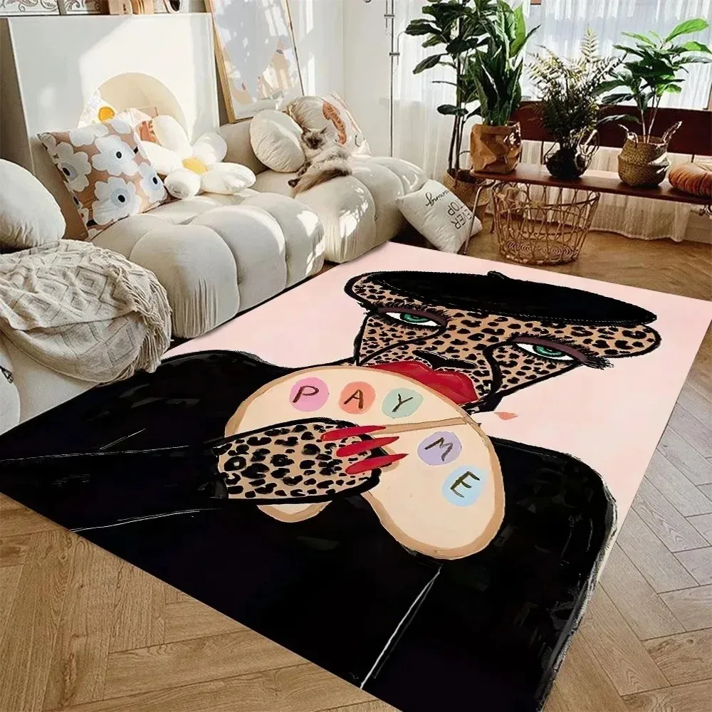 VIKAMA Abstract Egyptian Snake Leopard Rug, Colorful Animal Rug for Living Room Bedroom Kids Room Home Decor