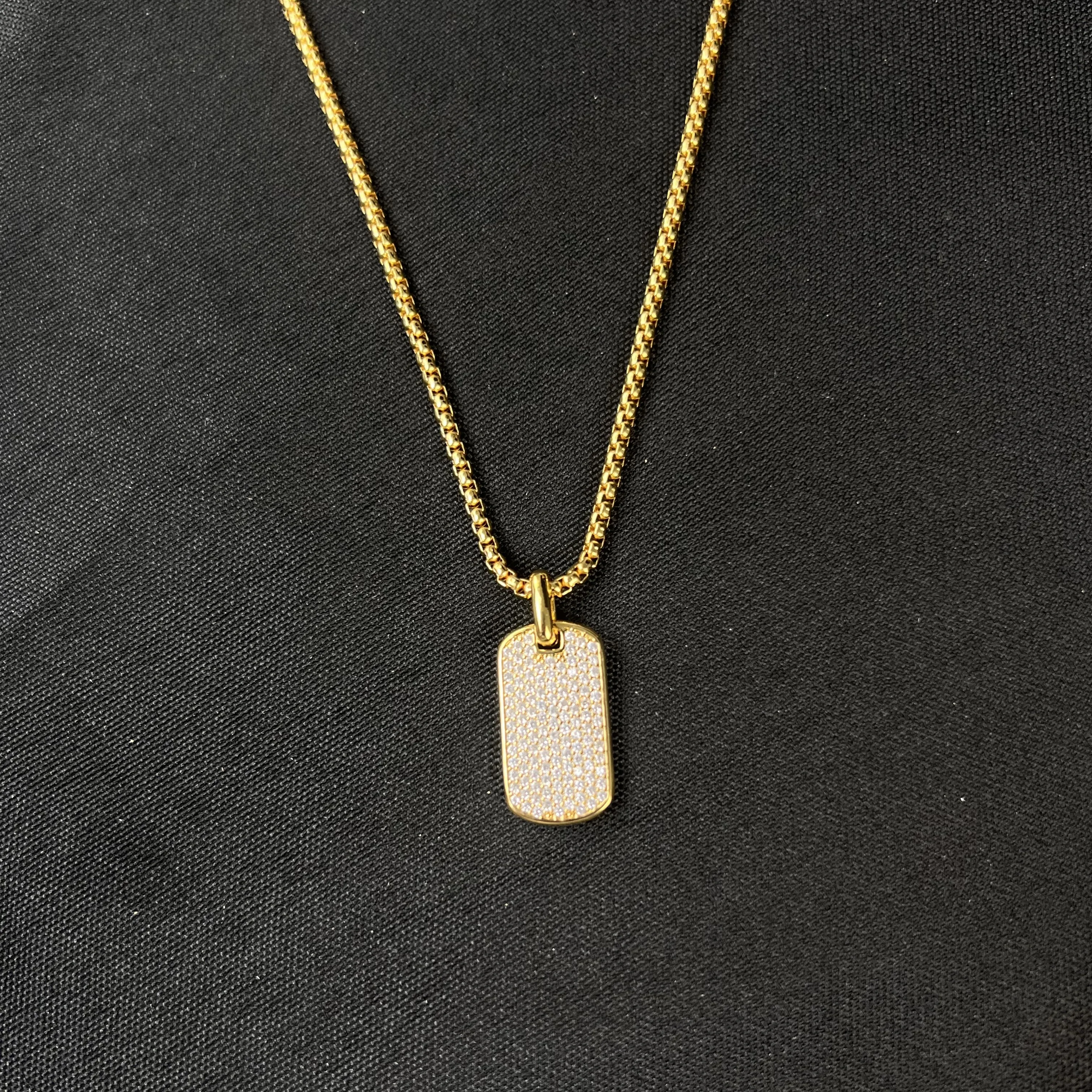 S925 الفضة الاسترليني الذهب الجديد الماس الكامل العلامة التجارية مربع قلادة محايدة شخصية الموضة الاتجاه الرجعية مجوهرات فاخرة بسيطة #5