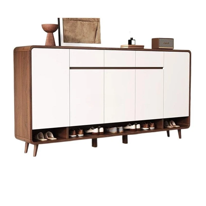 

Wooden shoe cabinet household door against the wall, large capacity entrance hall integrated