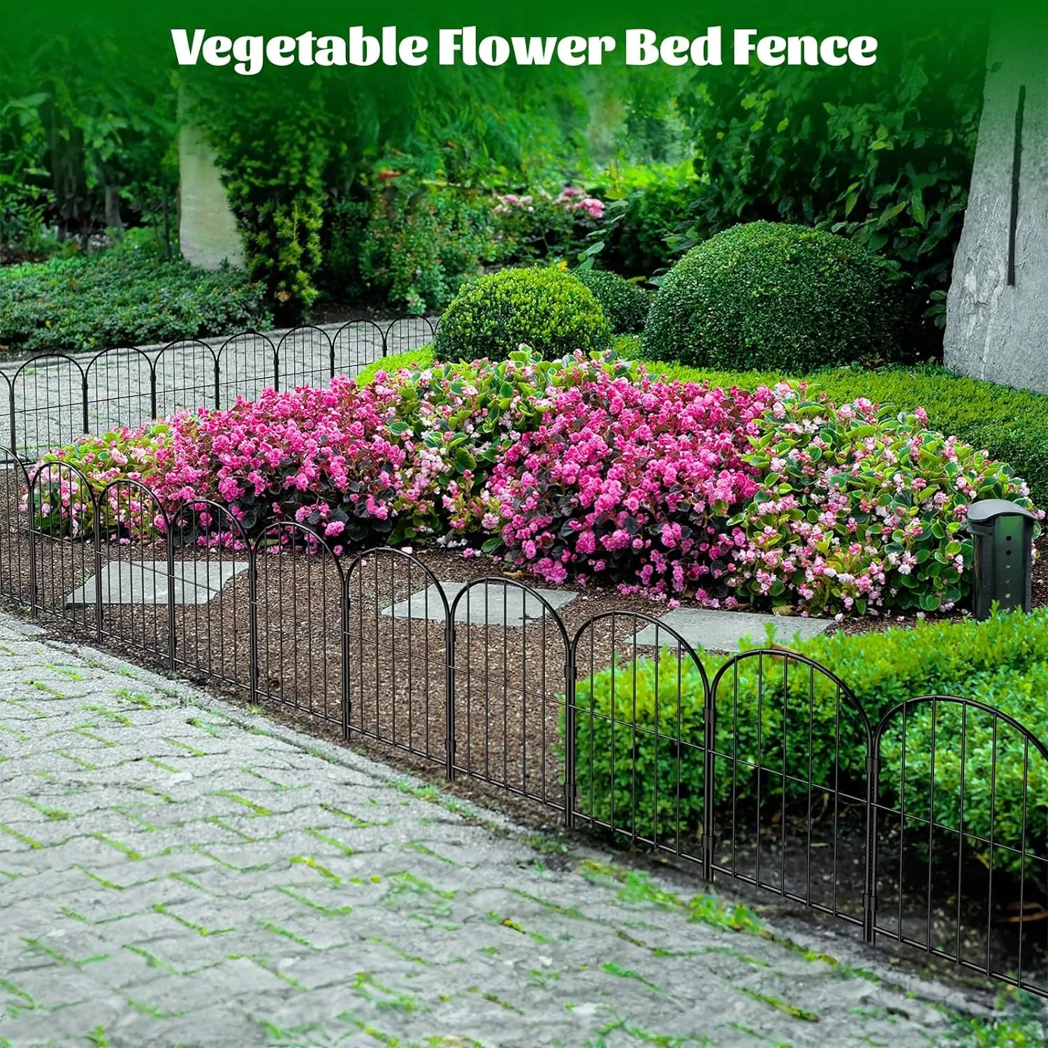 

Decorative Garden Fence 10 Panels 16.5in (H) x 10.5ft (L) Border Animal Barrier, Rustproof Metal Wire Yard Outdoor Decor, Arch