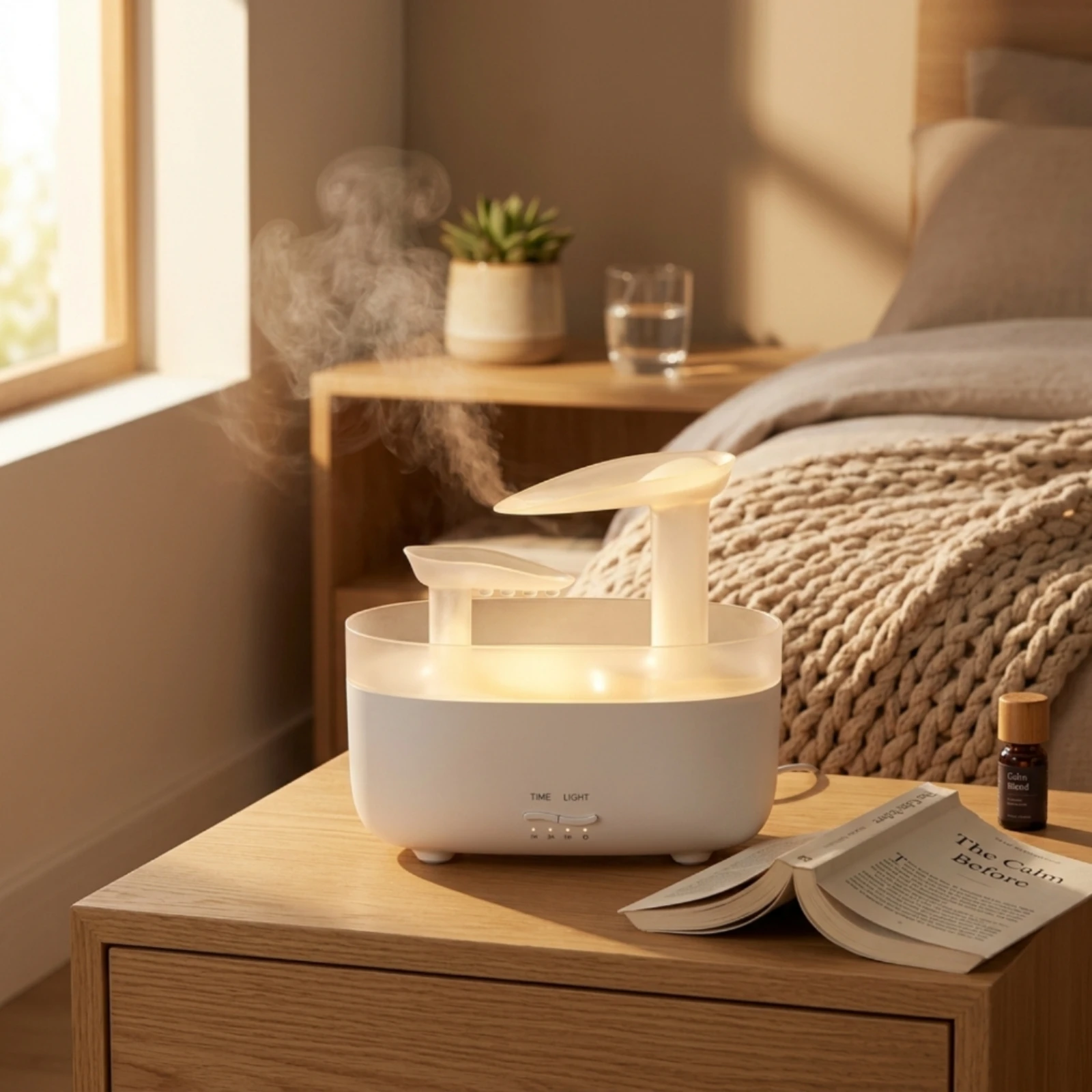Illuminated Night Lamp Humidifier Quiet Function Sound Wave Spray Humidifier Essential Oil Dispenser Lamp Waterless Auto