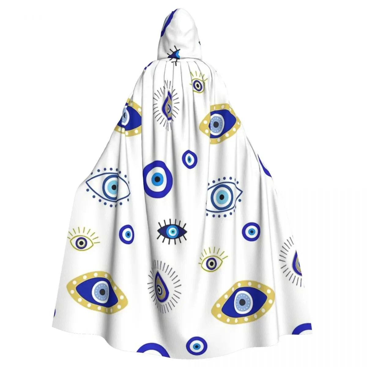 Mystic Evil Eyes Long Hooded  Witch Medieval Costume Cosplay Cape HalloweenCoat Adult Unisex