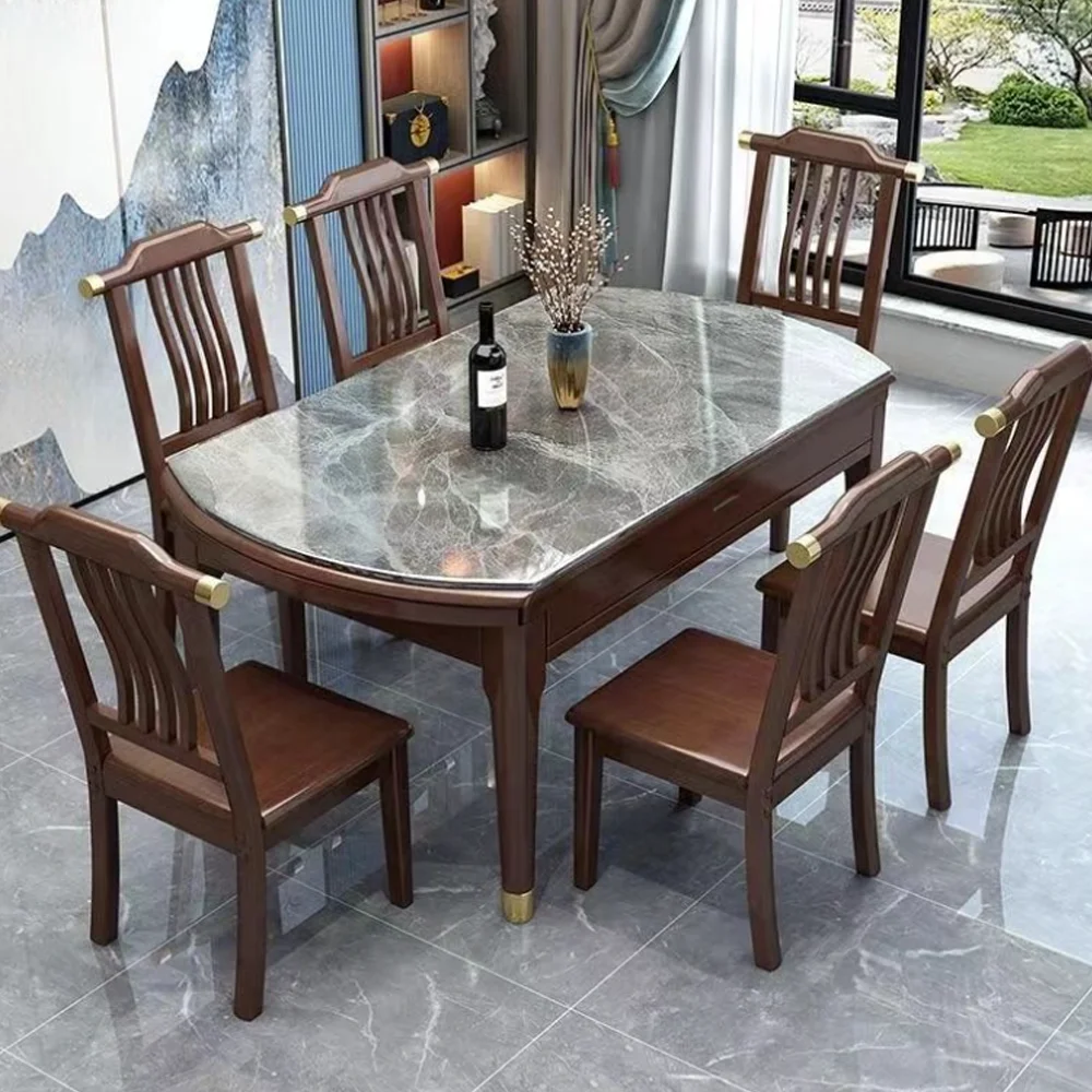 #Round Convert Rectangular Dining Table and Chairs Marble Dining Table with Chairs
