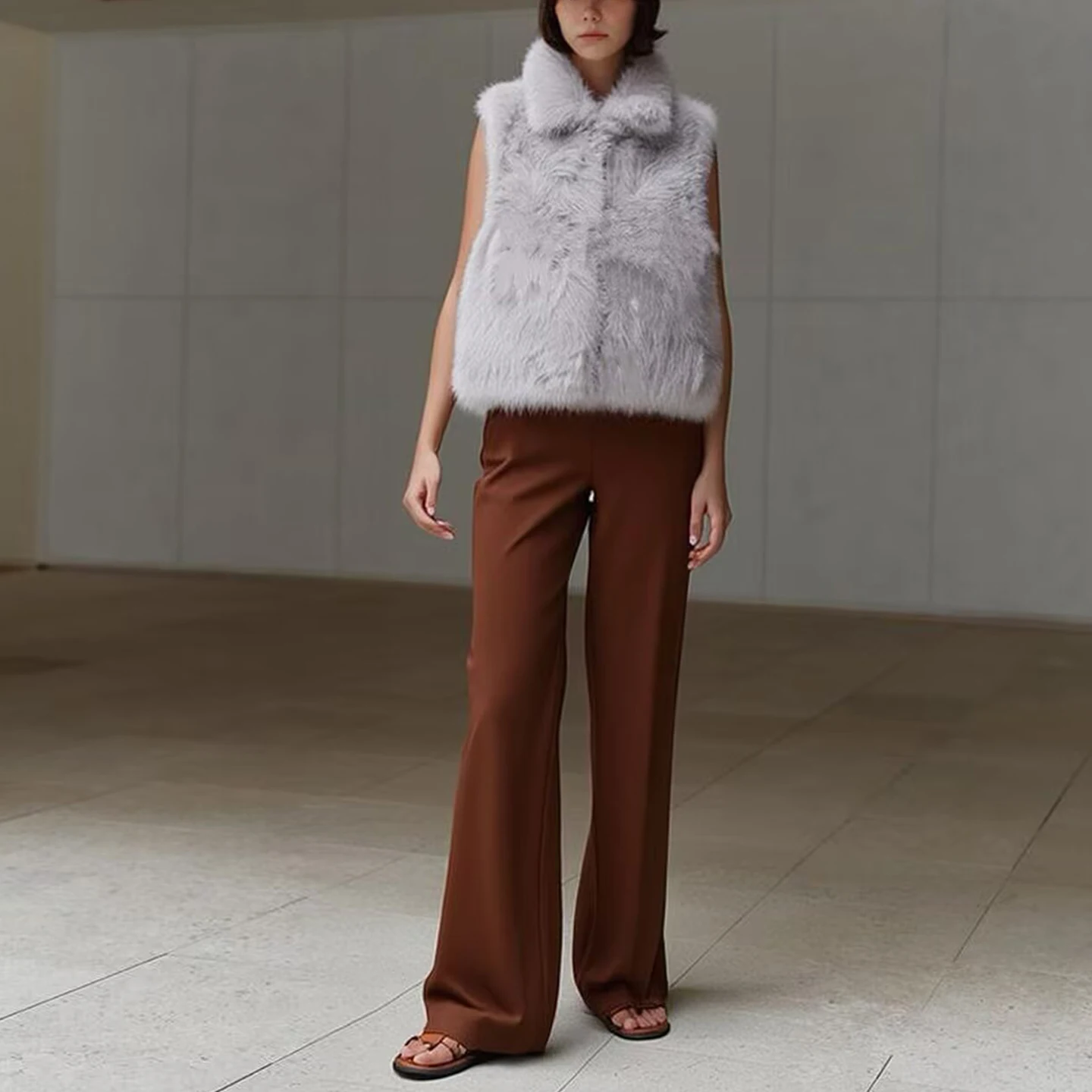 Gilet décontracté en fourrure artificielle pour femmes, nouveau col de trajet Sle, bouton unique, couleur Pure Z, automne 2025