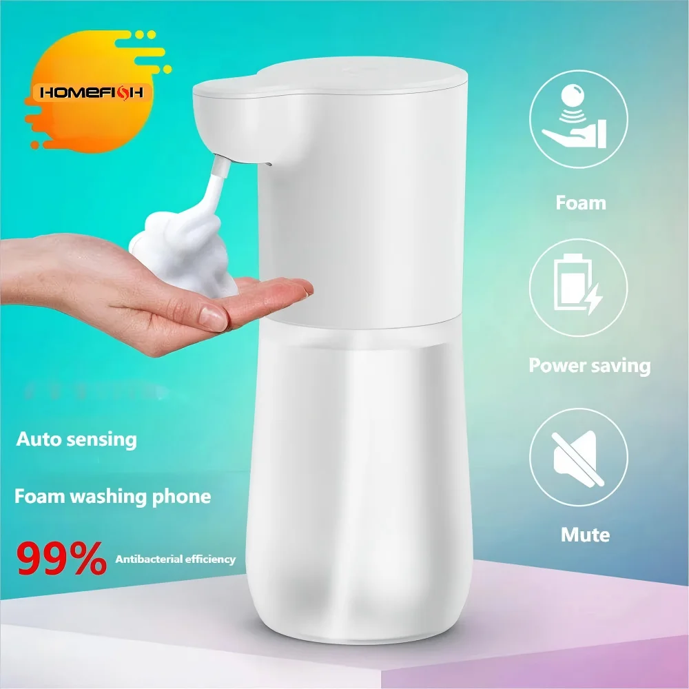 HOMEFISH Smart Sensor Dispenser automatico di sapone 350ml Ricarica USB Dispenser di schiuma di sapone senza contatto Disinfettante per le mani