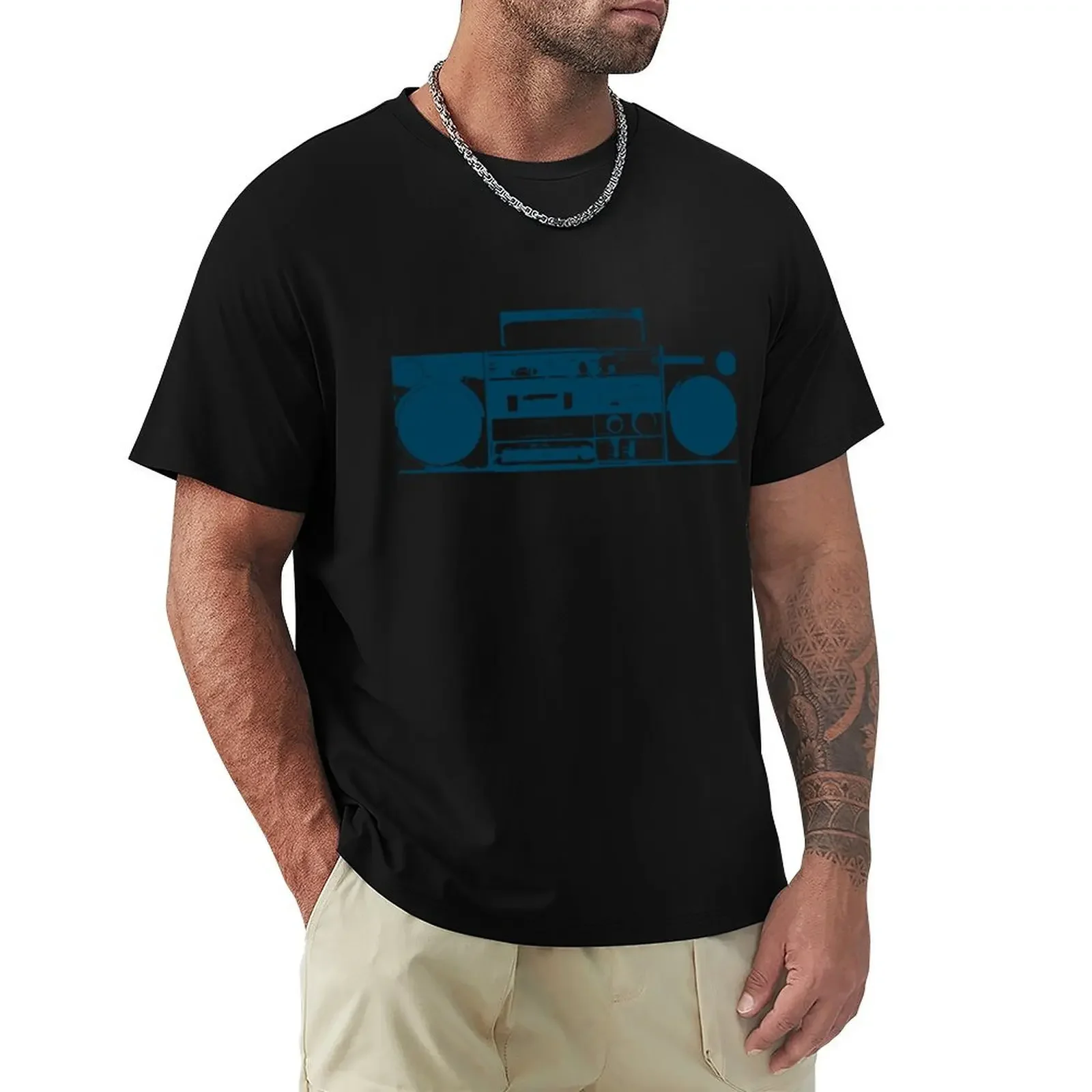 Vintage Ghetto Blaster Illustration T-Shirt street wear man clothes designer shirts T-shirt men