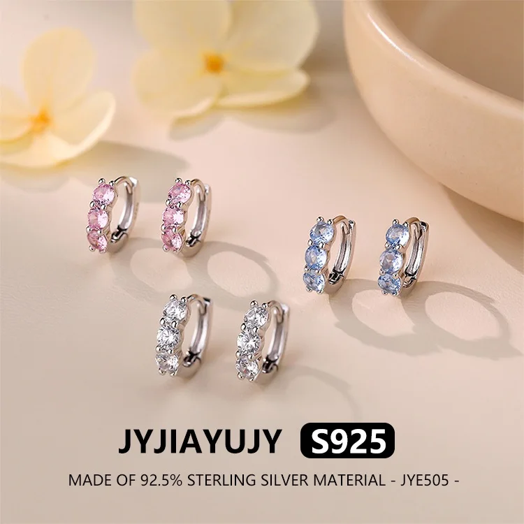 

JYJIAYUJY 100% цельно оригинальные серьги-кольца из стерлингового серебра S925, в наличии, цветной циркон, модные ювелирные изделия, подарок на каждый день JYE505