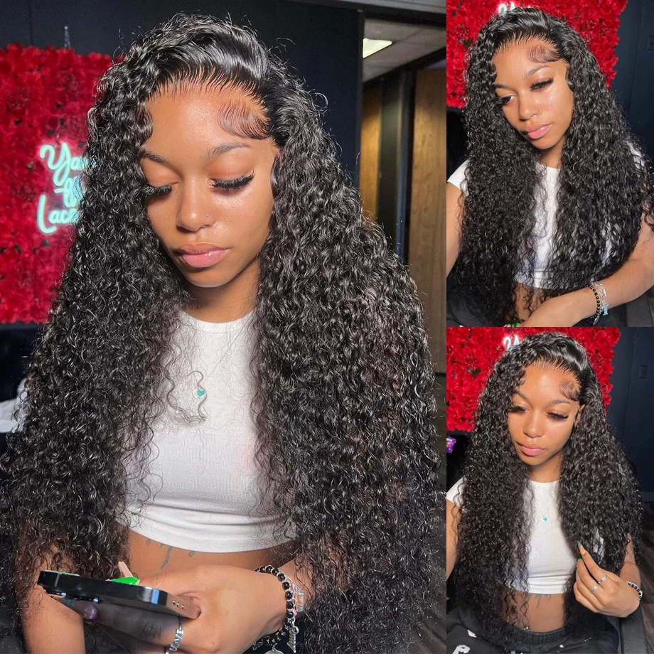 13x4 13x6 HD Deep Wave Curly Lace Front Human Hair Wigs Brazilian 32 34 36 Inch Transparent Loose Lace Frontal Wig For Women