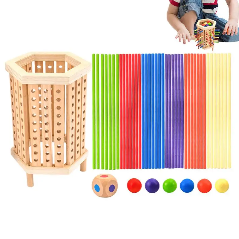 Jeu de dés en bois, tour d'équilibre, jeux de société de ramassage, motricité Fine, comptage, jouets éducatifs mathématiques pour garçons de 3 ans et plus