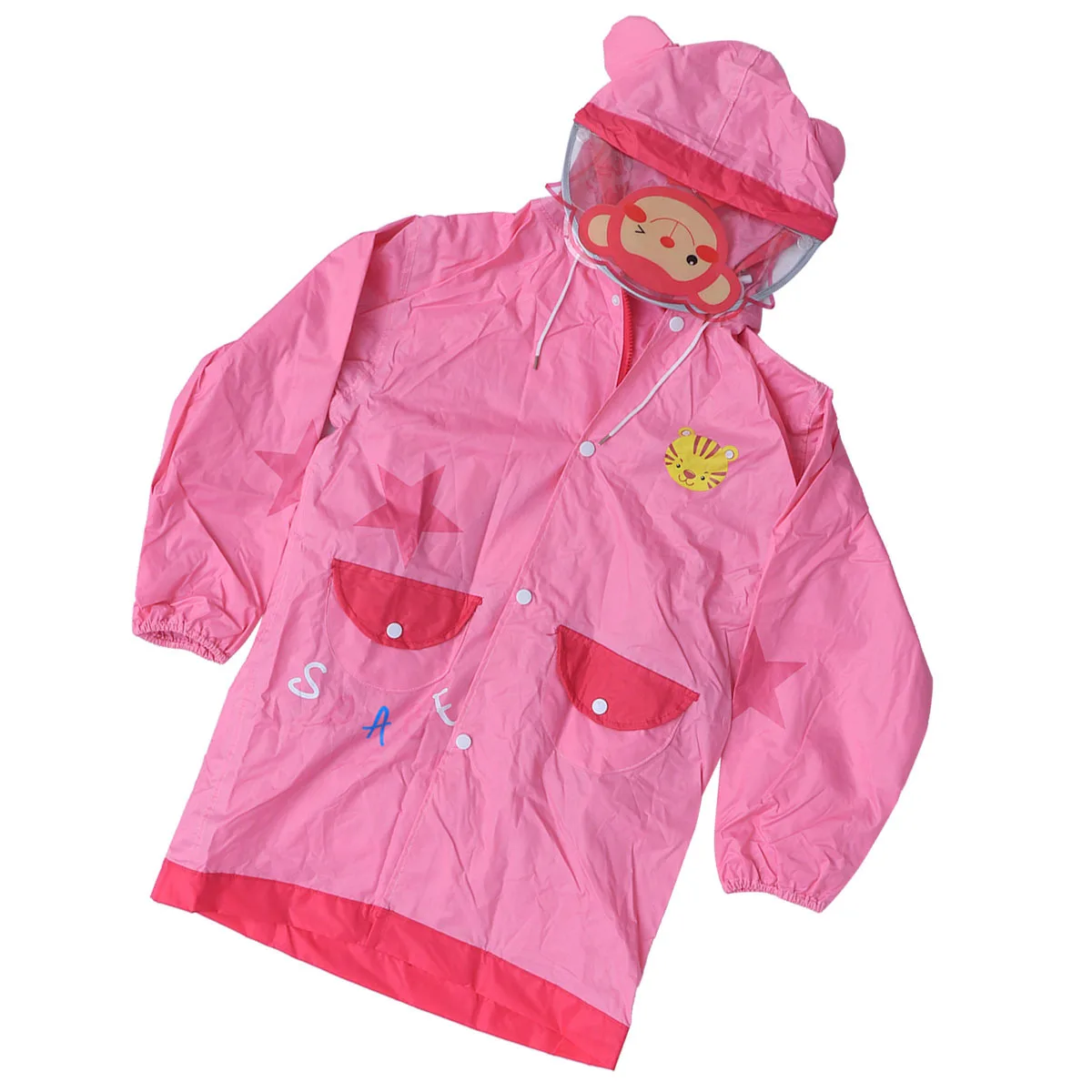 

Waterproof Pvc Raincoat Hooded Portable Foldable Rain Poncho Lightweight Durable Rainwear For School Students Pink