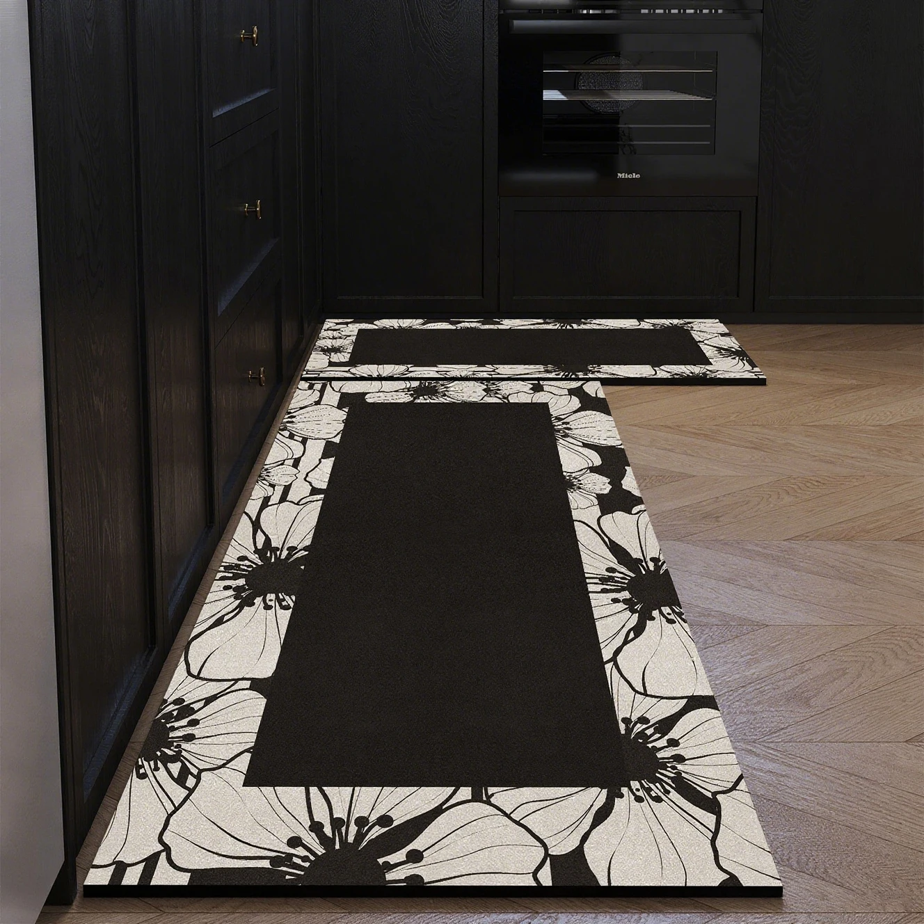 

Kitchen Floor Mat Waterproof Non-slip Oil-resistant Leather Carpet PVC Long Strips Vinyl Rug Retro Home Decor Mats שטיח למטבח