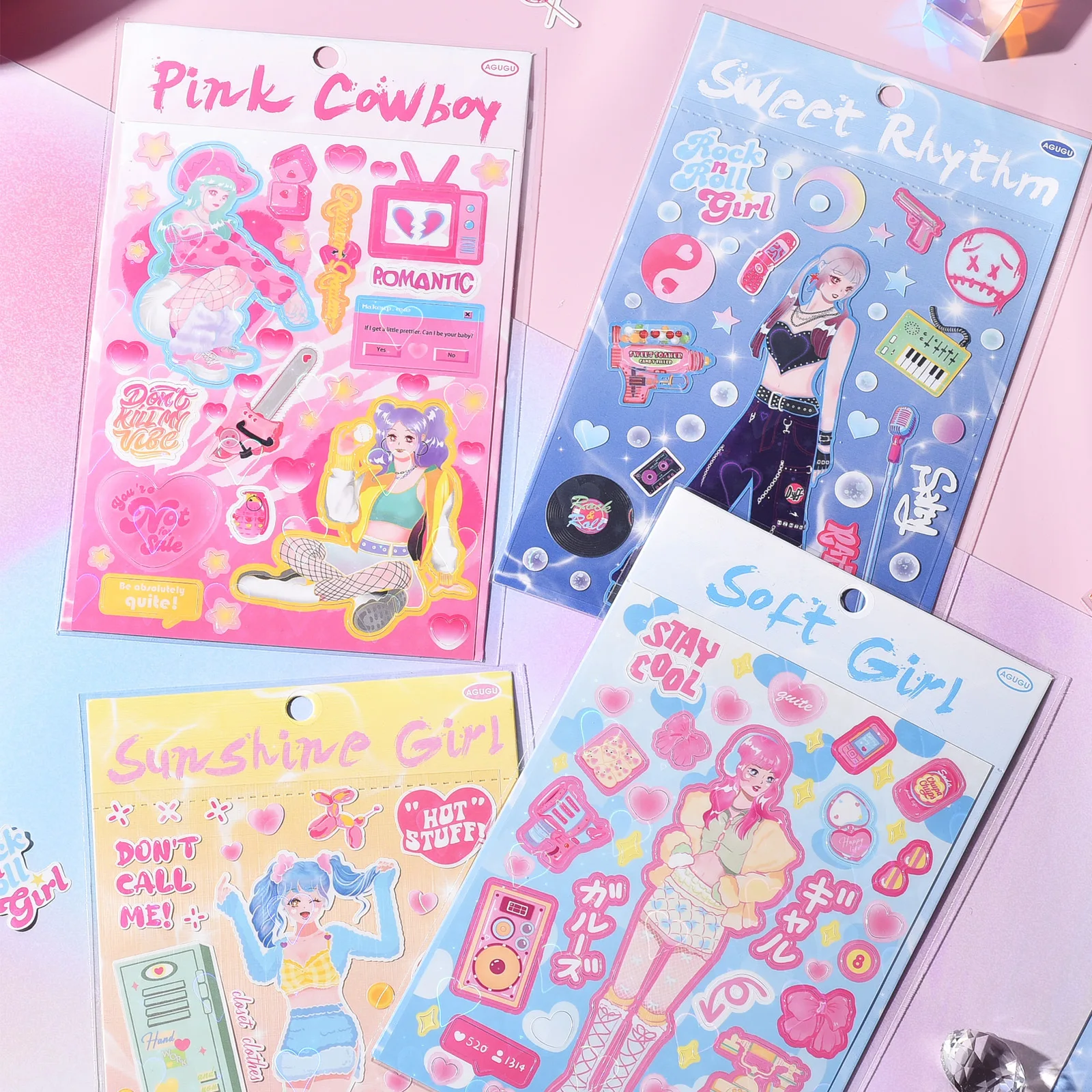 SKYSONIC Y2K Sweet Club Series Decorative Stickers Cool Girl Idol Cards Scrapbooking Journal Sticker Stationery Suppl