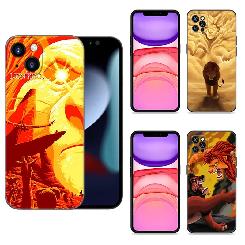 The King Lion Simba Black Silicone Phone Case For Apple iPhone 12 13 Mini 11 14 15 Pro Max 7 8 Plus X XR XS SE 2020 2022