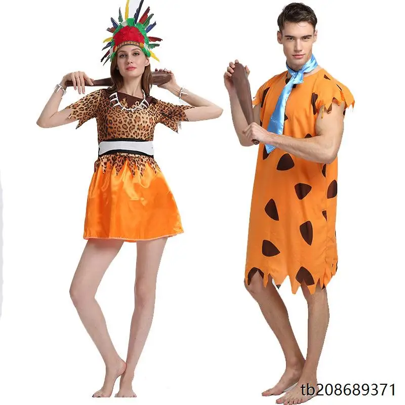 زي تنكري للرئيس الهندي للنساء والرجال، زي الرجل البري البدائي لأداء ملابس الهالوين Indigus People #4