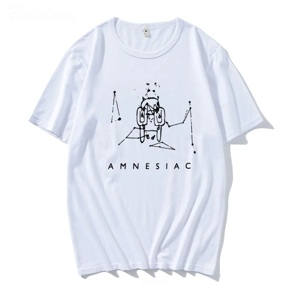 Radiohead Amnesiac T Shirt Cute Cry Pattern Tshirt Band Rock Funny Music Tops Funny Print Loose Album Tees Female Men Clothing