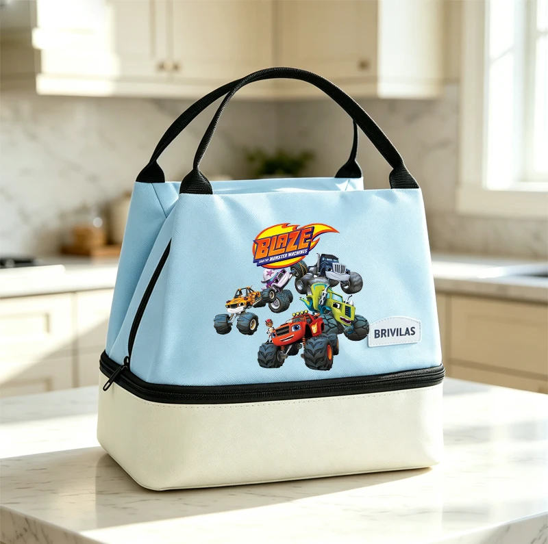 Blaze and The Monster Lunch Bag Portable Waterproof Insulated Food Container Handbags Portable Thermal Zipper Bags Birthday Gift