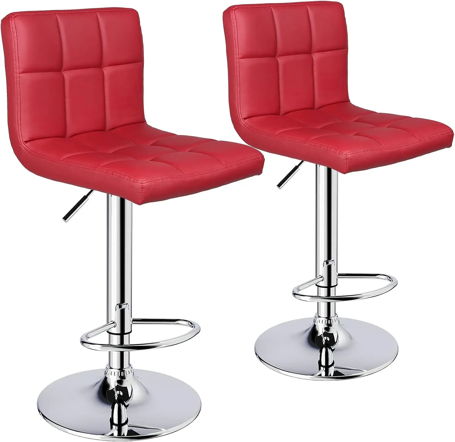 

Leopard Bar Stools, Modern Pu Leather Adjustable Swivel Bar Stool With Back, Set Of 2 (Wine Red)