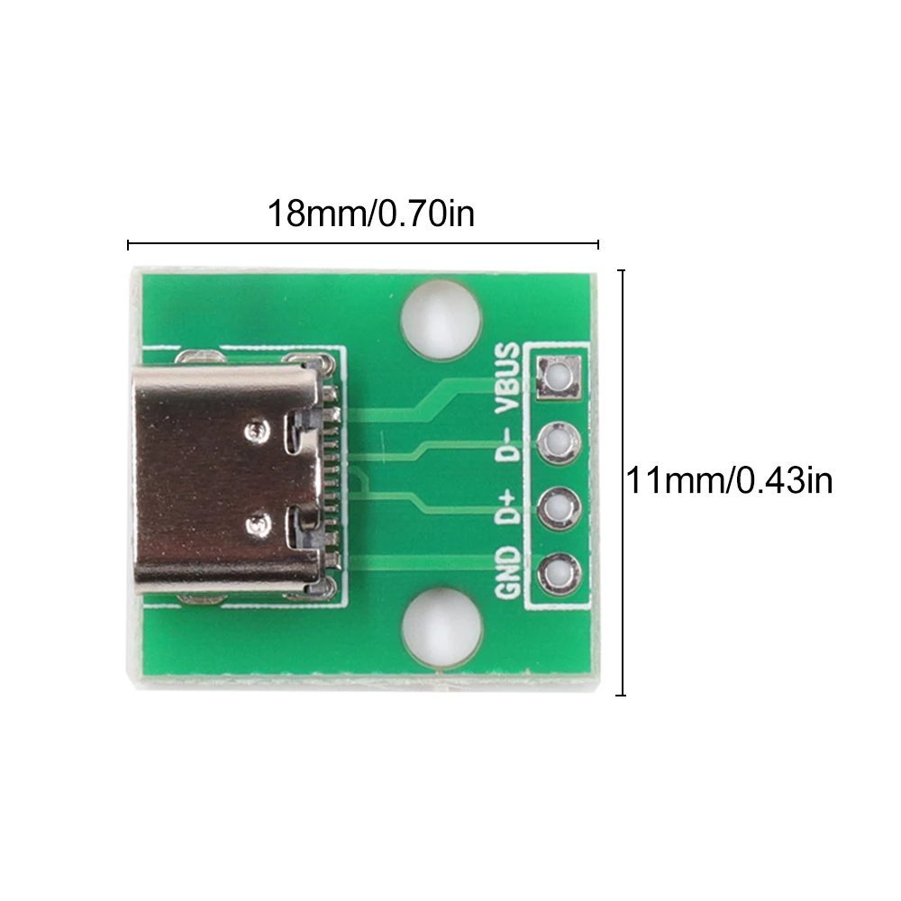 10PCS 5PCS 1PCS USB Type-C Breakout Board Serial Basic Breakout Female Connector Type PCB Converter Board with Row Pin