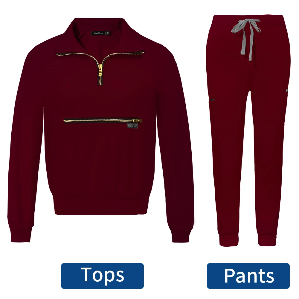 Spring Toamna Scrubs uniformă Vânzare fierbinte Logo personalizat Seturi de spital medical cu mâneci lungi Scrubs costum pentru femei uniforme de asistentă veterinară