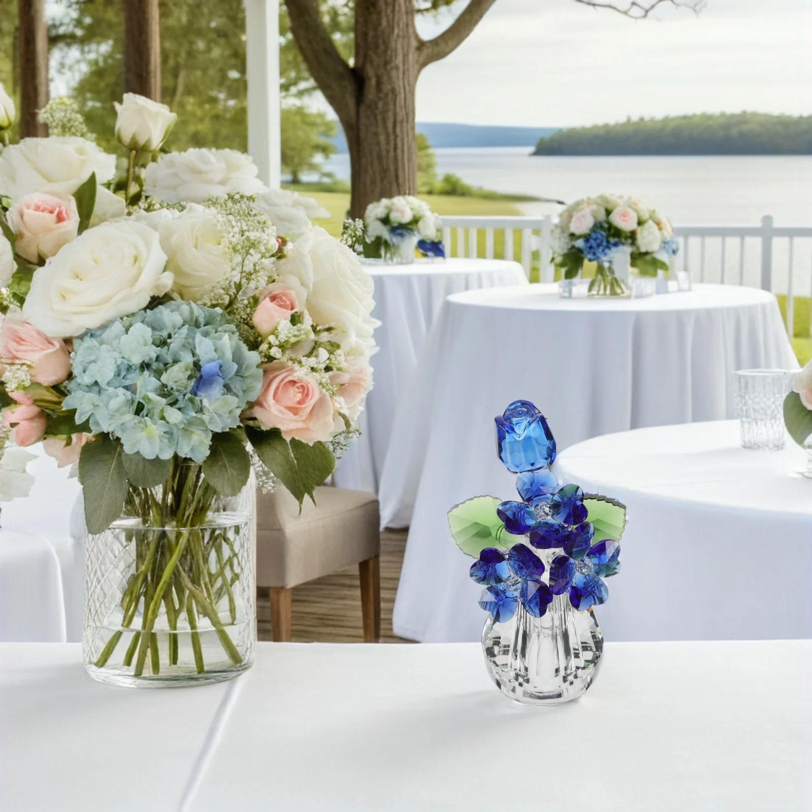 

Crystal Rose Flower Vase Beautiful Handmade Wedding Keepsake Romantic Anniversary Gift Home Tabletop Accent Decor