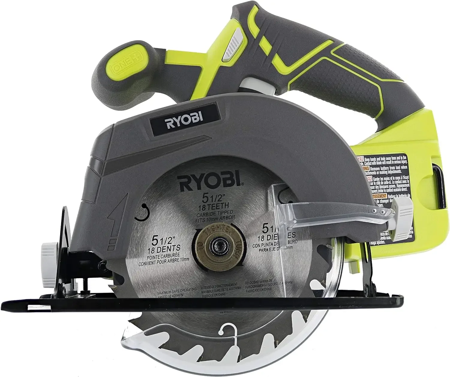 

Ryobi One P505 18V Lithium Ion Cordless 5 1/2" 4,700 RPM Circular Saw (Battery Not Included, Power Tool Only), cutterbar Green