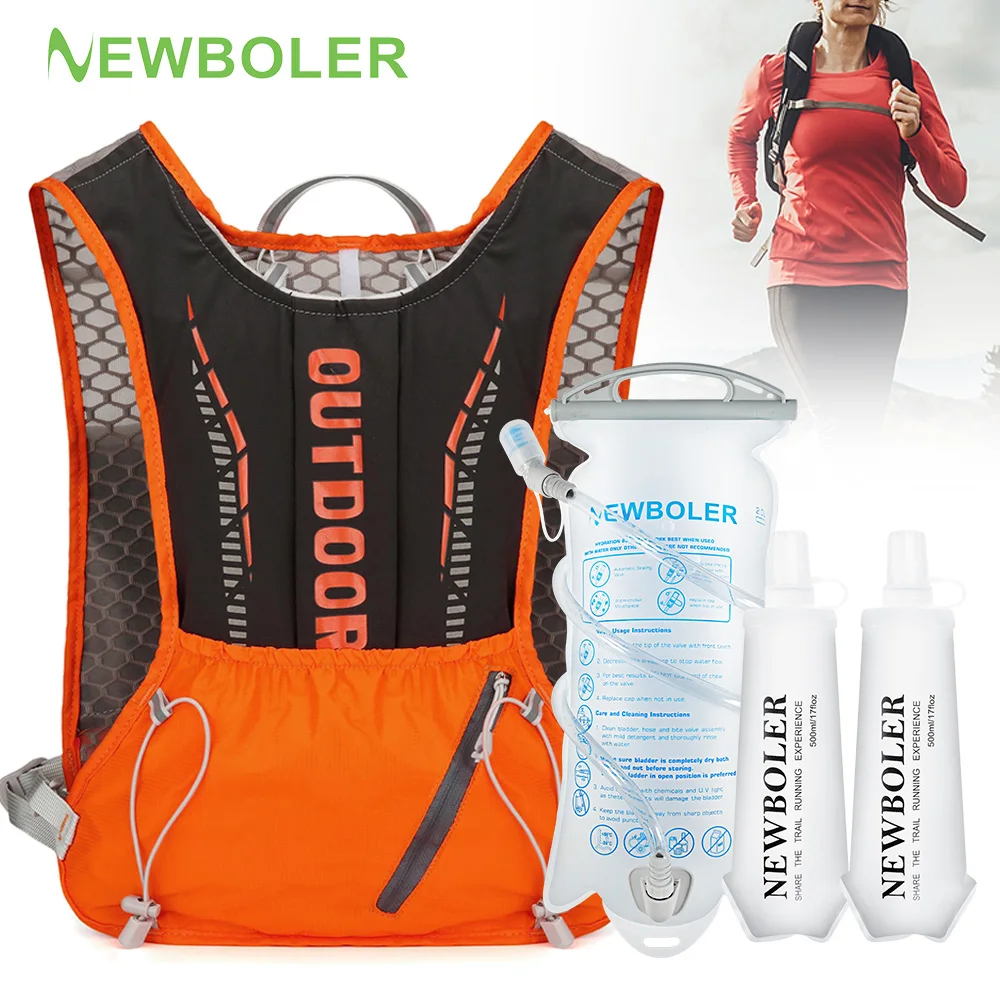 NEWBOLER Outdoor Sports Running Bag Breathable Hydration Jogging Backpack Lightweight Cycling Backpack with Water Bottle