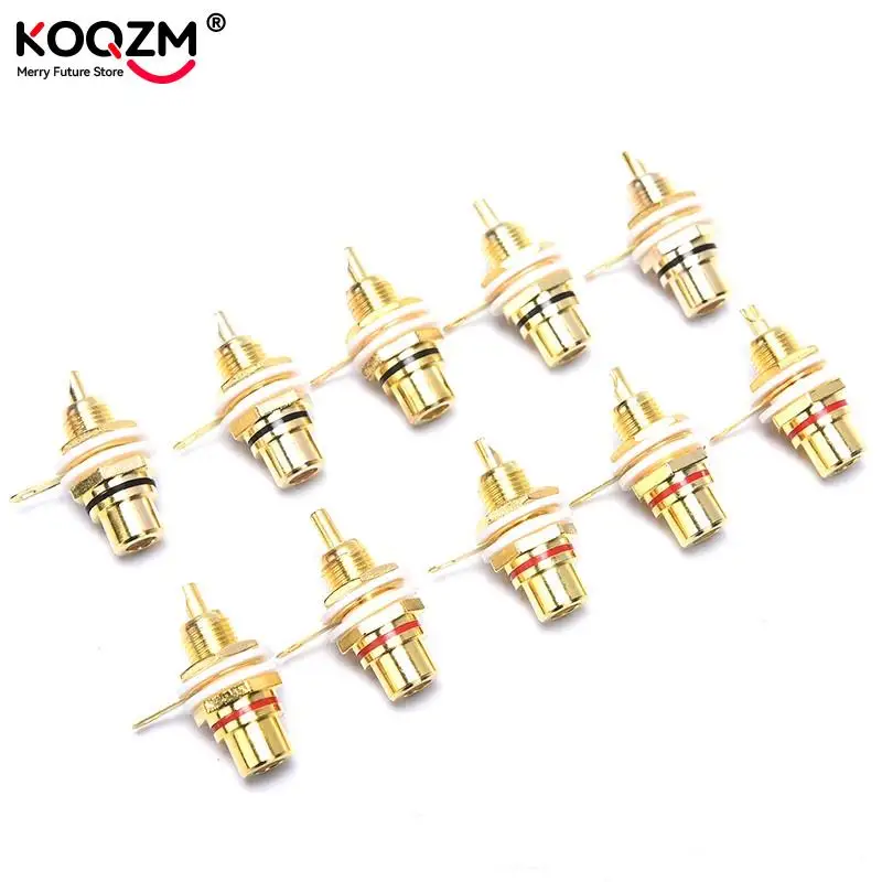 

10pcs/lot Panel Mount Gold Plated RCA Female Plug Jack Audio Socket Amplifier Chassis Phono Connector With Nut Solder Cup