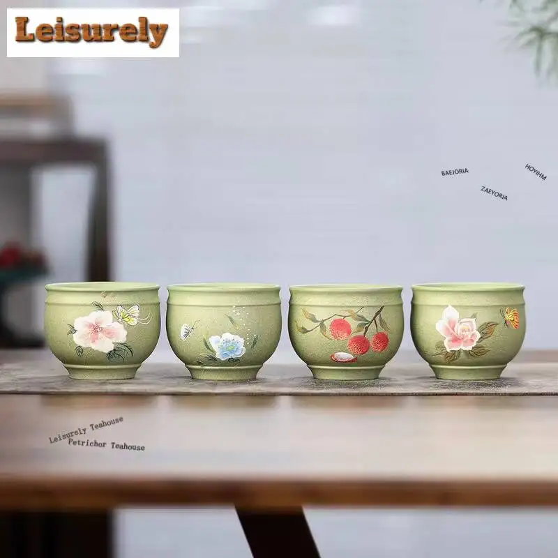 120ml Yixing Zisha Colored Drawing Teacup Creative Tea Bowl Tea Cup Set Tea-tasting Meditation Cup Chazhan Master Cups Drinkware