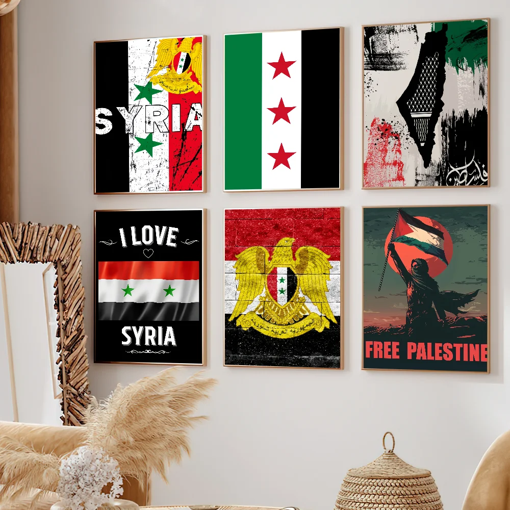 The S-Syrian Arab Republic S-Suriya Flag P Poster Small Prints Wall Painting Bedroom Living Room Wall Sticker Office