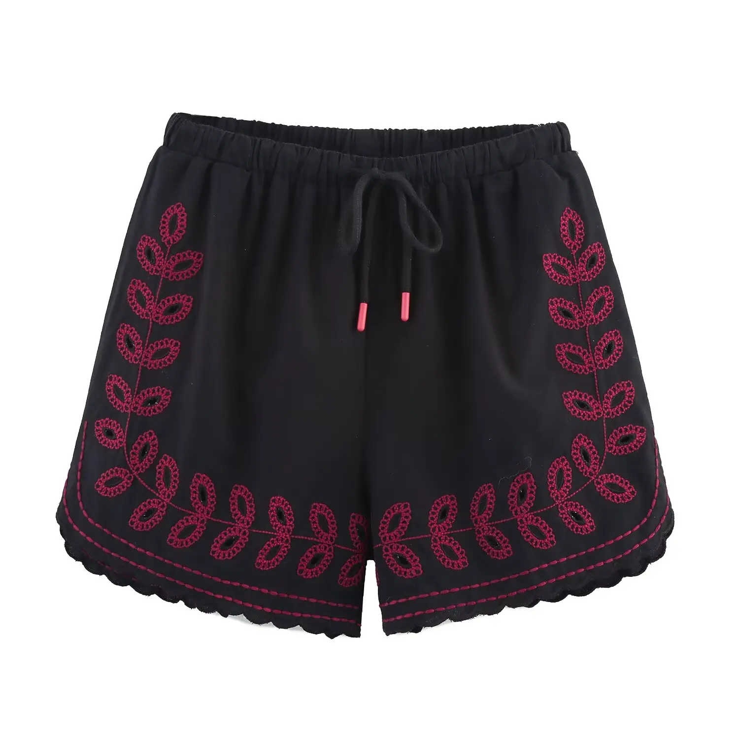 Maxdutti Minimalist Cotton Embroidered Shorts French Bohemian Flower Embroidered Harem Pants Summer Bermuda Shorts Women