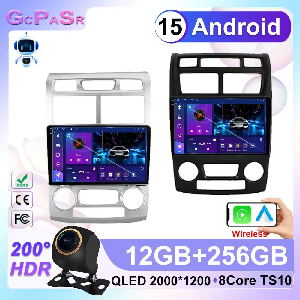 

Car Radio For Kia Sportage 2 2004 2005 2006 2007-2010 Auto Carplay GPS Multimedia Player Stereo Navigation Android 15 HeadUnit