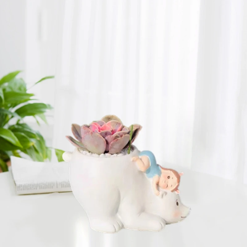 Molde silicone 3D Urso Fofo Vaso Flores Molde DIY Artesanal Decoração Casa