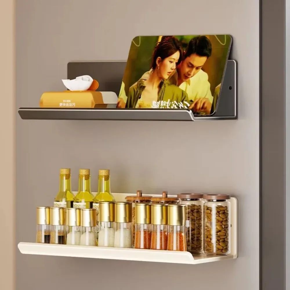 Magnetic Kitchen Refrigerator Storage Rack Without Punching Wall-mounted Condiments Spice Shelf Household Organizer