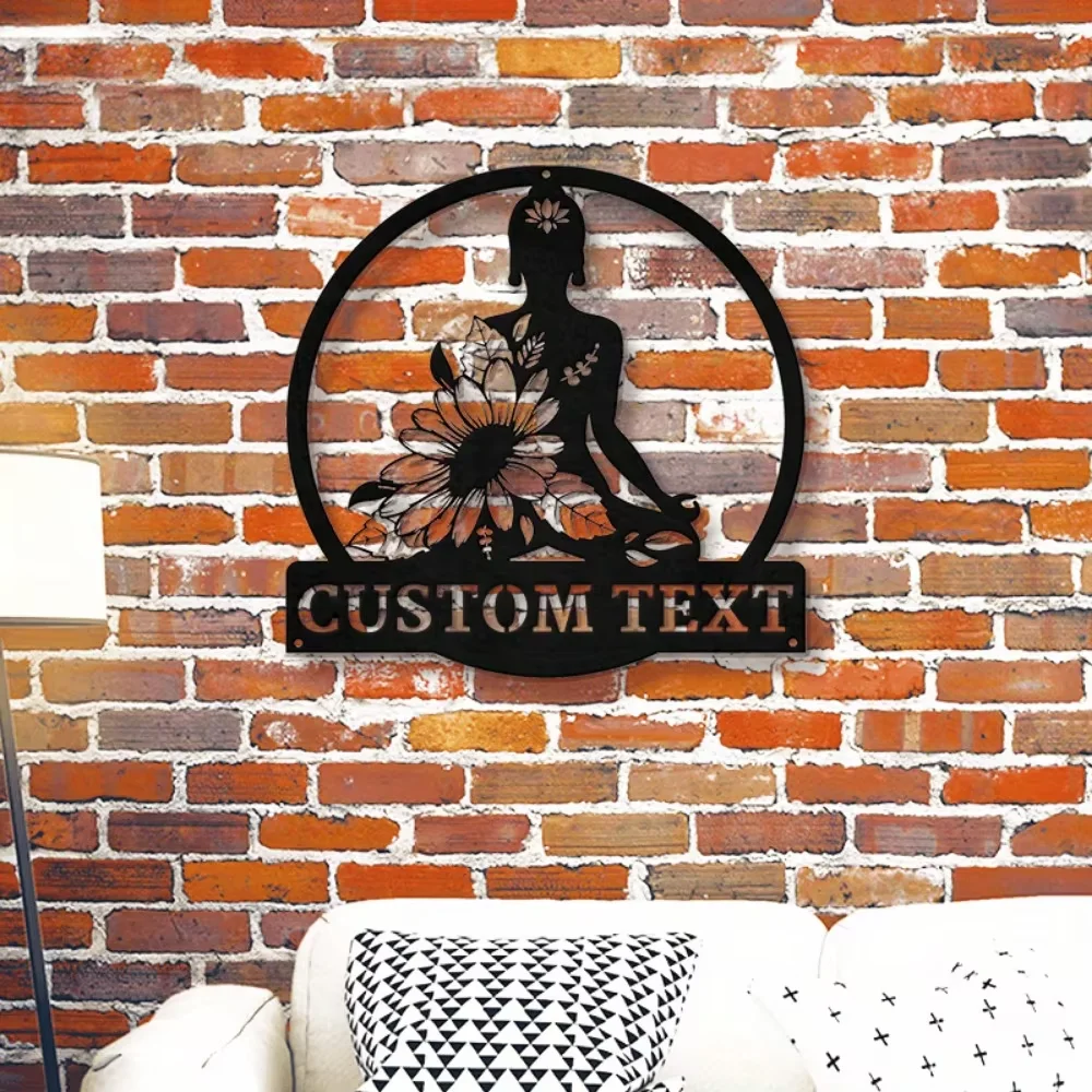 

Personalized Metal Namaste Yoga Lotus Sunflower Decoration Custom Designed for Studio. Universal Appeal. A Great Custom Sign.