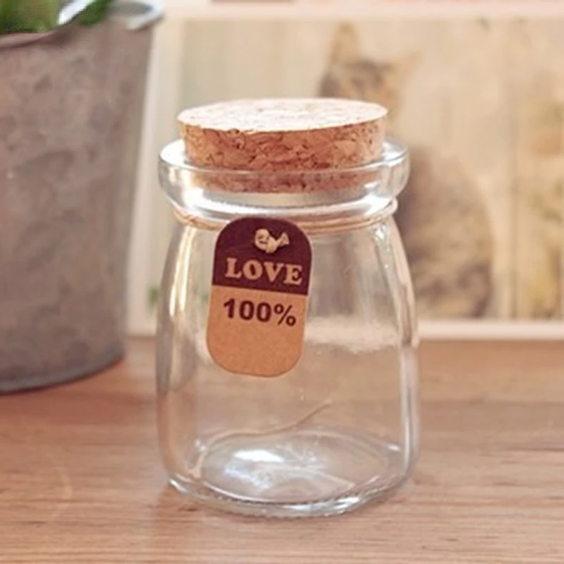 Lead-Free Small Lucky Star Glass Bottle Cork Pudding Gift Wish Yogurt Milk Party Supplies Bottles Candle Jar