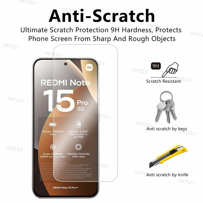 2/4 قطعة واقي للشاشة لهاتف Xiaomi Redmi Note 15 Pro 5G زجاج مقسى عالمي Redmi Note 15 Pro 5G زجاج واقي غراء كامل #4