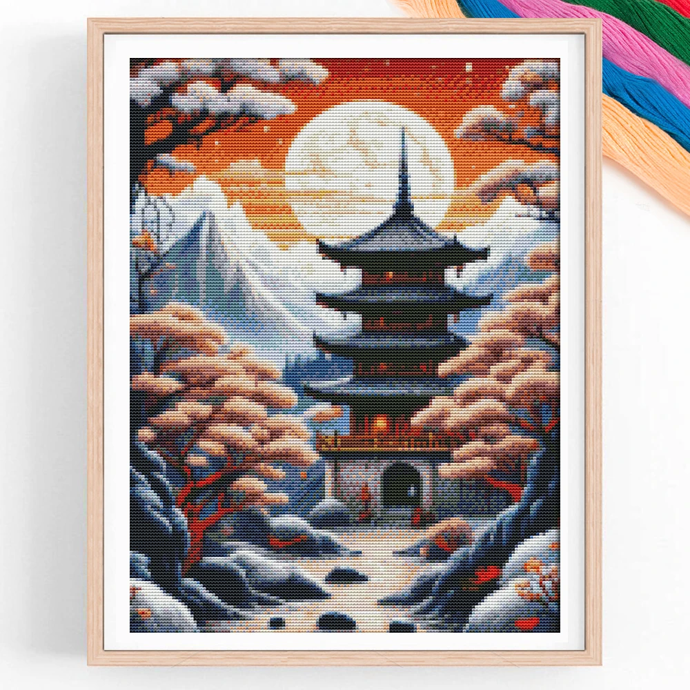 

Пейзажная живопись, набор для вышивки крестом, набор «сделай сам», ручная вышивка, горный павильон, модная декоративная живопись