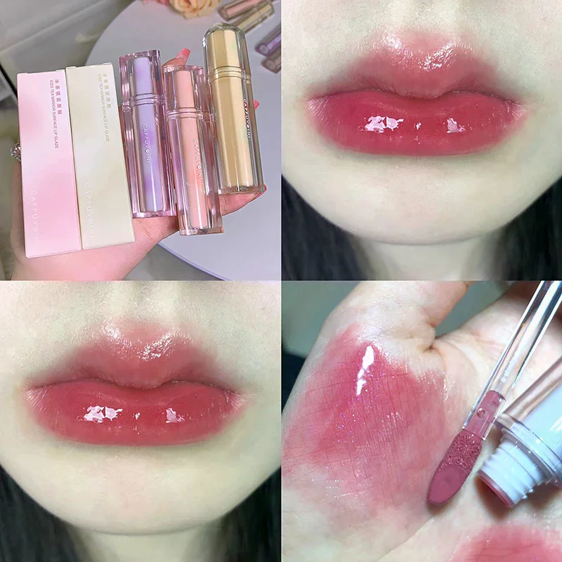 Iced Tea Spiegel Lip Glazuur Waterige Lipgloss Waterdicht Blijvende Transparante Jelly Vloeibare Lipstick Vrouwen Schoonheid Make-up Lip Cosmetische