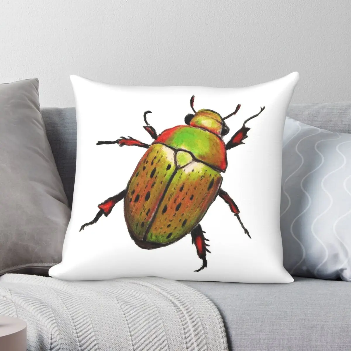Australian Christmas Beetle Square Pillowcase Polyester Linen Velvet Pattern Zip Decorative Pillow Case Room Cushion Cover